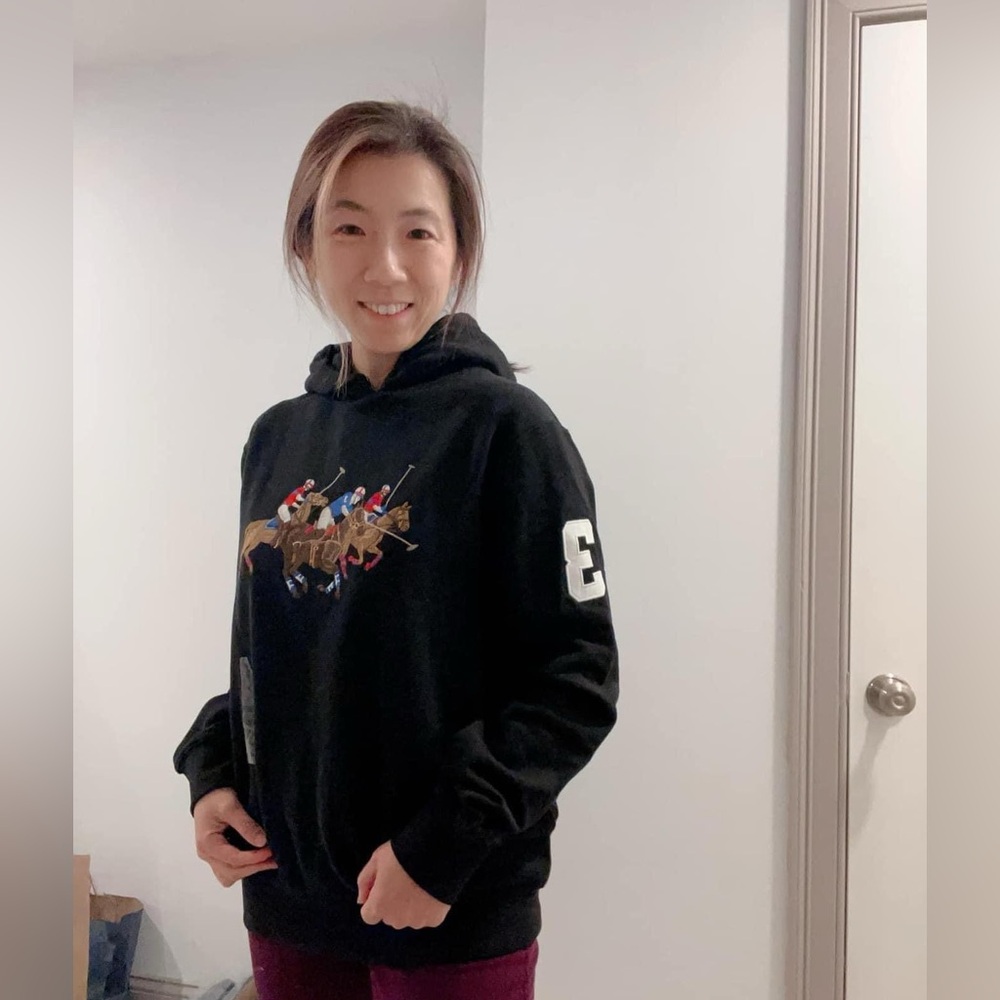 Ralph Lauren Black Hoodie with Equestrian Graphic